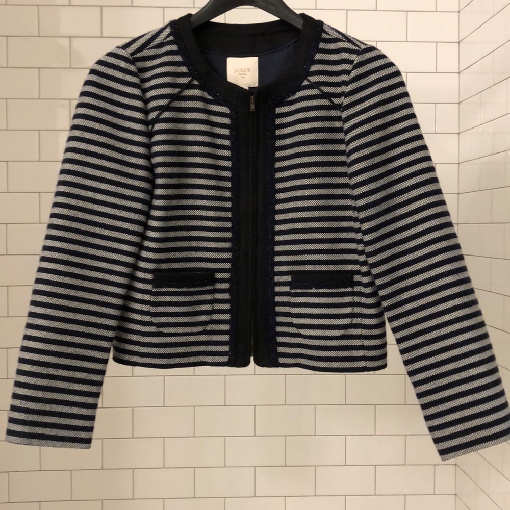 J crew Chanel style stripe blazer jacket